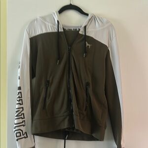 PINK Victoria's Secret Olive and White Women's Jacket and Jogger pants